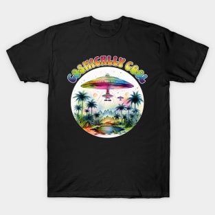 Cosmically Cool Rainbow UFO Alien design T-Shirt